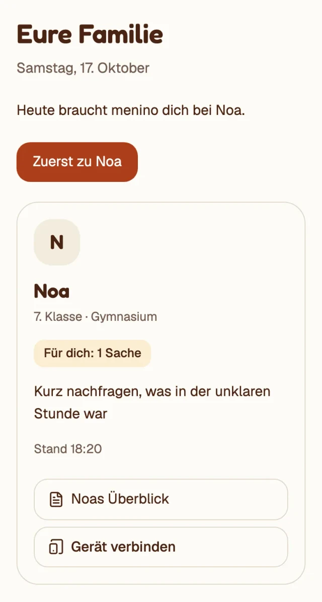 Gestaltungsillustration des Elterneinstiegs mit Angaben zur Familie.